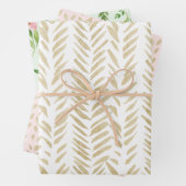 Gold Floral Wedding Inpakpapier Vel (In situ)