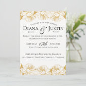 Gold Floral Wedding Invitation Kaart (Staand voorkant)