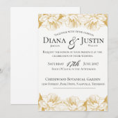 Gold Floral Wedding Invitation Kaart (Voorkant / Achterkant)