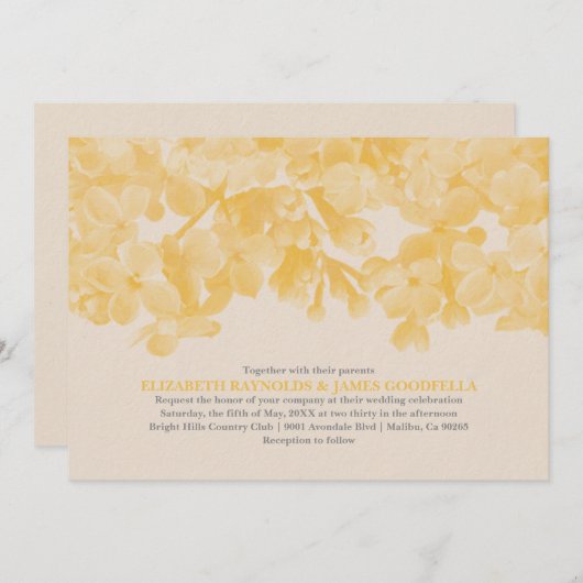 Gold Floral Wedding Invitations Kaart (Voorkant / Achterkant)