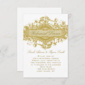 GOLD FLORAL WEDDING REHEARSAL DINER CARD KAART (Voorkant / Achterkant)