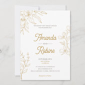 Gold Floral Wedding Uitnodiging (Voorkant)