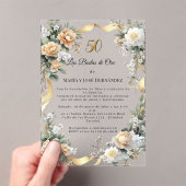 Gold Florals Invitación Bodas de Oro Acryl Uitnodigingen (Insitu (Draagbaar))