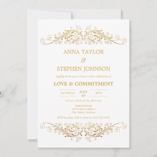  Gold Flourish Commitment Ceremony Kaart (Voorkant)