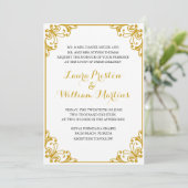 Gold Flourish Wedding Invitation Kaart (Staand voorkant)