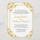 Gold Flourish Wedding Invitation Kaart (Voorkant / Achterkant)