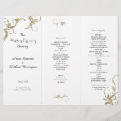 Gold Flourish White Tri-Fold Wedding Programme (Devant)