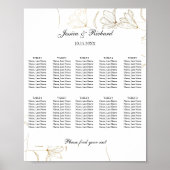 Gold Flower 10 Tables Seating Chart Poster (Voorkant)