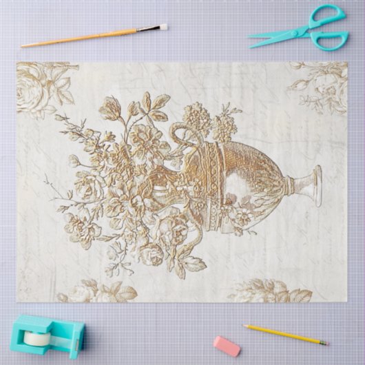 Gold Flower Bouquet  Script Decoupage Tissuepapier (Craft)