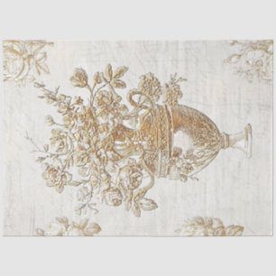 Gold Flower Bouquet  Script Decoupage Tissuepapier