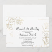 Gold Flower Brunch en Bubble Invitation Kaart (Voorkant / Achterkant)