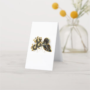 Gold Flower Butterfly met Black Orchid Afsprakenkaart