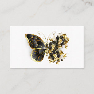 Gold Flower Butterfly met Black Orchid Contactkaartje