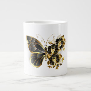 Gold Flower Butterfly met Black Orchid Extra Grote Beker