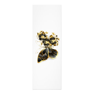 Gold Flower Butterfly met Black Orchid Foto Afdruk