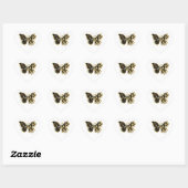 Gold Flower Butterfly met Black Orchid Hart Sticker (Vel)