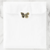 Gold Flower Butterfly met Black Orchid Hart Sticker (Tas)