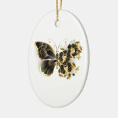 Gold Flower Butterfly met Black Orchid Keramisch Ornament (Links)