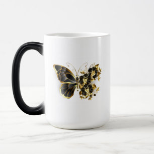 Gold Flower Butterfly met Black Orchid Magische Mok