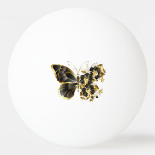 Gold Flower Butterfly met Black Orchid Pingpongballen