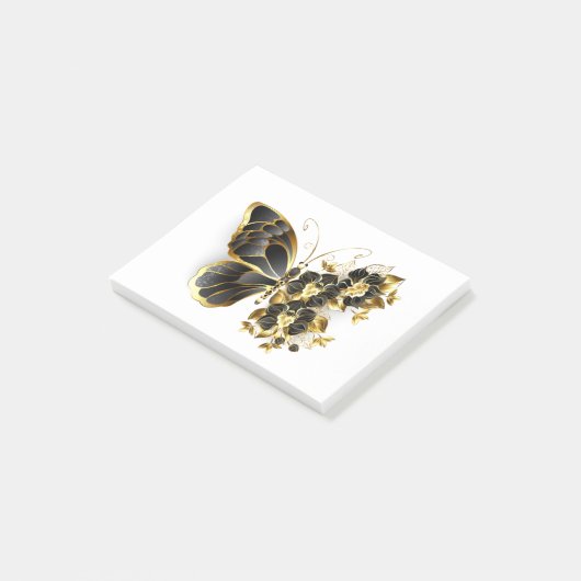 Gold Flower Butterfly met Black Orchid Post-it® Notes (Schuin)