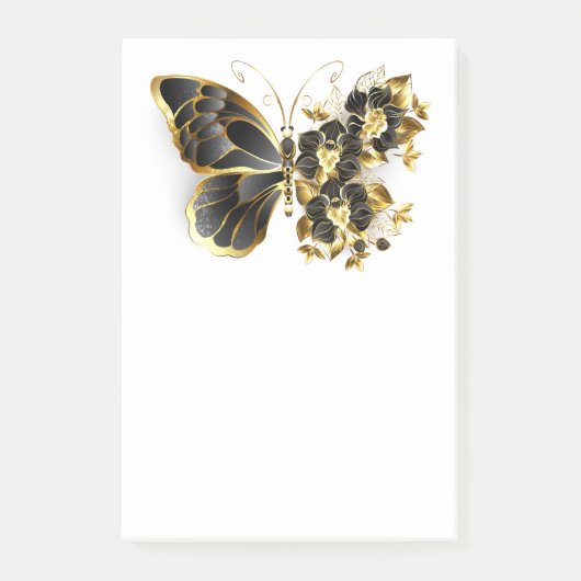 Gold Flower Butterfly met Black Orchid Post-it® Notes (Voorkant)