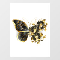 Gold Flower Butterfly met Black Orchid