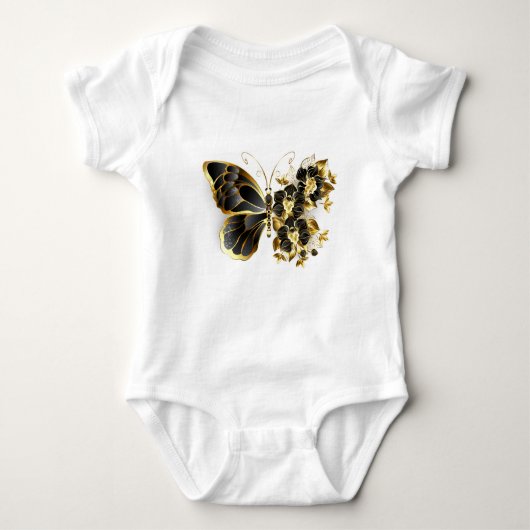 Gold Flower Butterfly met Black Orchid Romper (Voorkant)
