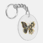 Gold Flower Butterfly met Black Orchid Sleutelhanger (Voorkant Links)