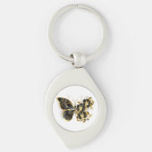 Gold Flower Butterfly met Black Orchid Sleutelhanger (Voorkant)