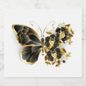 Gold Flower Butterfly met Black Orchid Sparkling Wijnetiket (Enkel label)