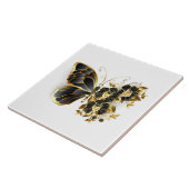 Gold Flower Butterfly met Black Orchid Tegeltje (Zijkant)