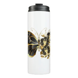 Gold Flower Butterfly met Black Orchid Thermosbeker