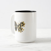 Gold Flower Butterfly met Black Orchid Tweekleurige Koffiemok (Voorkant links)