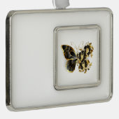 Gold Flower Butterfly met Black Orchid Verzilverd Kader Ornament (Rechts)