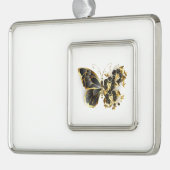 Gold Flower Butterfly met Black Orchid Verzilverd Kader Ornament (Links)