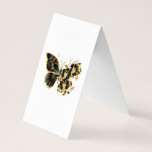 Gold Flower Butterfly met Black Orchid Visitekaartjes