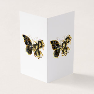 Gold Flower Butterfly met Black Orchid Visitekaartjes