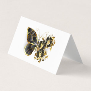 Gold Flower Butterfly met Black Orchid Visitekaartjes