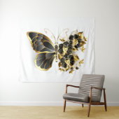 Gold Flower Butterfly met Black Orchid Wandkleed (In Situ (horizontaal))