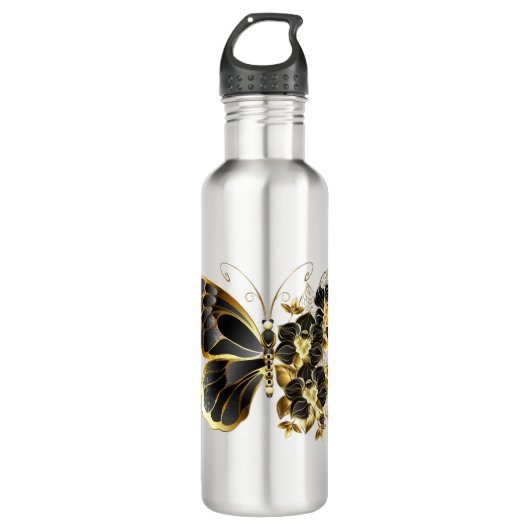 Gold Flower Butterfly met Black Orchid Waterfles (Voorkant)