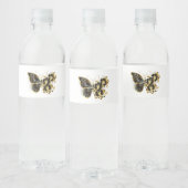 Gold Flower Butterfly met Black Orchid Waterfles Etiket (Flessen)