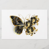 Gold Flower Butterfly with Black Orchid Briefpapier (Voorkant)
