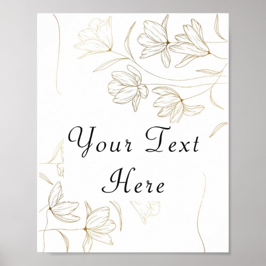 Gold Flower Custom Text Poster (Voorkant)