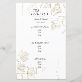 Gold Flower Dinner Menu Kaart