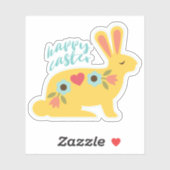 Gold Flower Easter Bunny Contour Sticker (Vel)