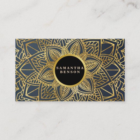 Gold Flower Mandala Pattern Yoga Instructor Visitekaartje (Voorkant)