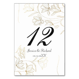 Gold Flower Table Number Seed Place Card Kaart