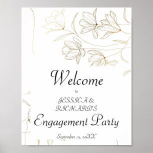 Gold Flower Verloving Welcome Poster Sign
