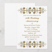 Gold Flowers 50th Wedding Jubileum Kaart (Voorkant / Achterkant)